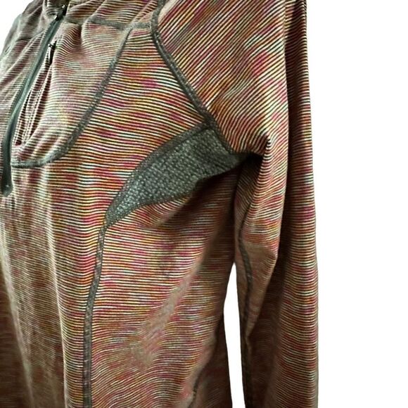 REI ~ Multicolor Pullover Hooded Top ~ size Medium ~ partial zip ~ thumb holes - Picture 4 of 12